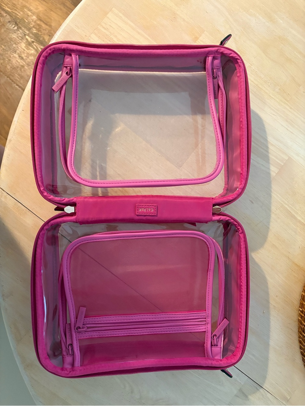 Calpak Hot Pink Clear Travel Cosmetic Case - Picture 4 of 8
